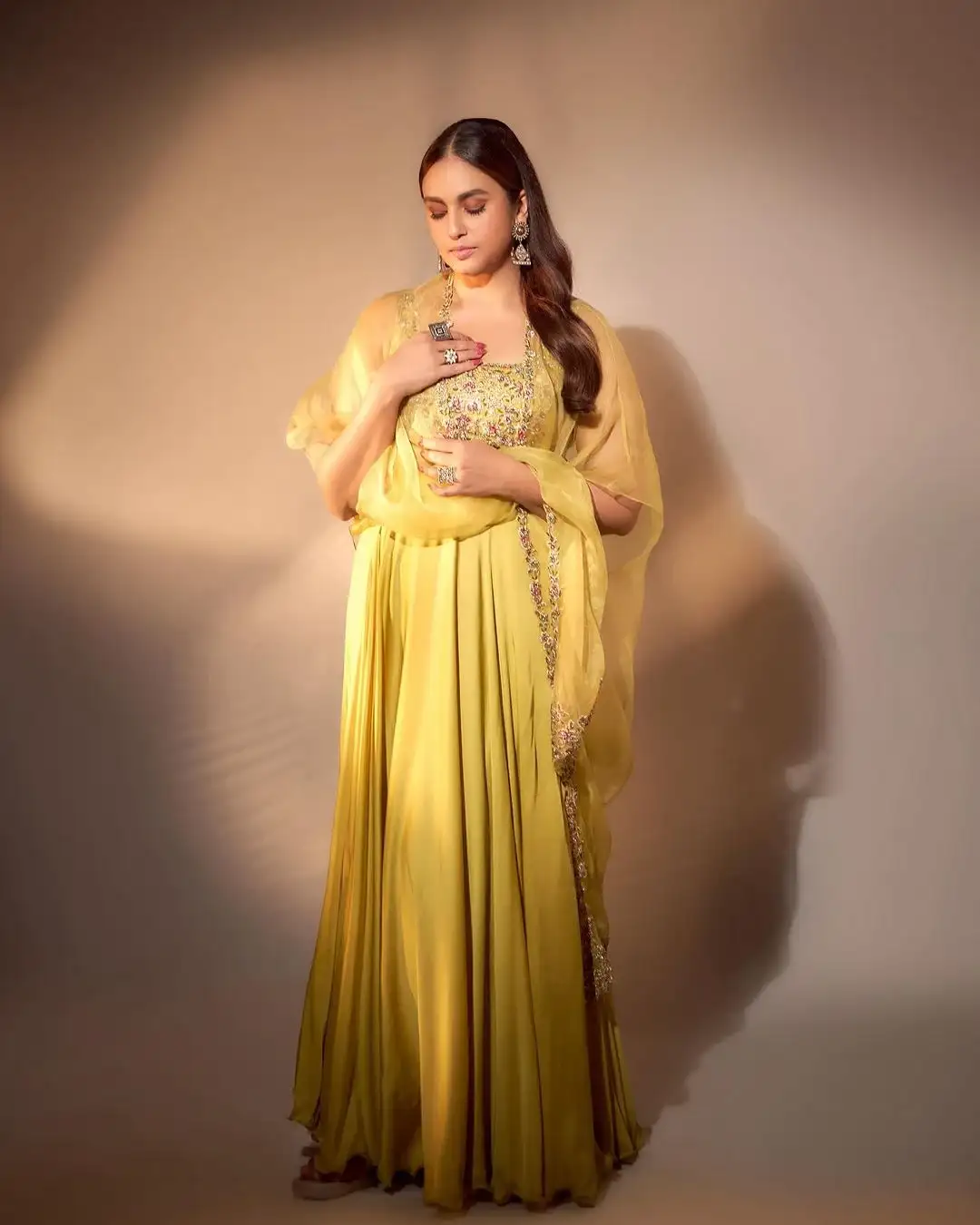 Bollywood Actress Huma Qureshi Stills in Yellow Dress